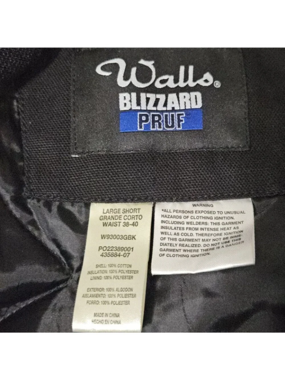 Walls Blizzard Pruf Men's Insulated Bib Overalls Size Large/ Short Waist 38-40